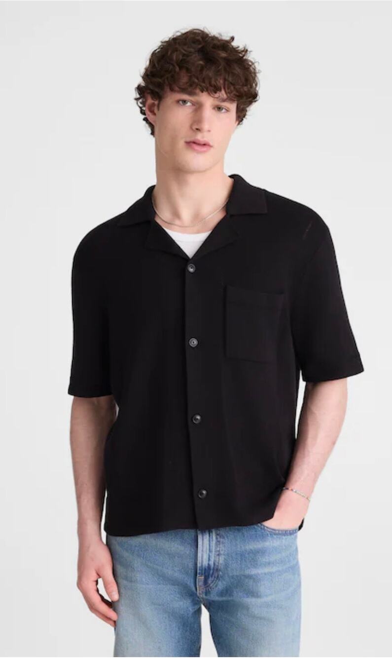 Madewell NWT Men’s Short-Sleeve Open-Knit Cotton Camp Shirt